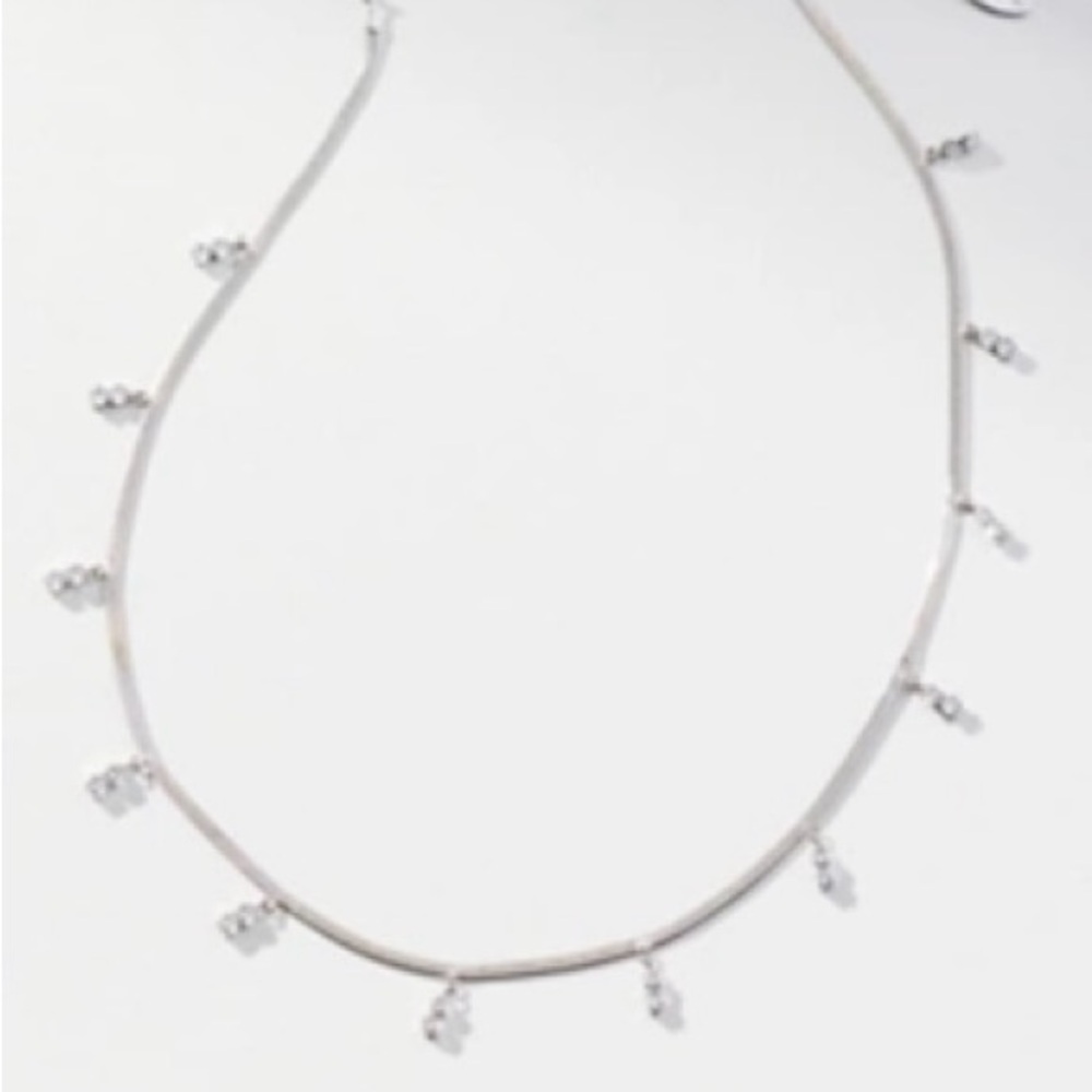 Anthropologie Delicate Diamond Gold Plated Necklace with Dangle Charms